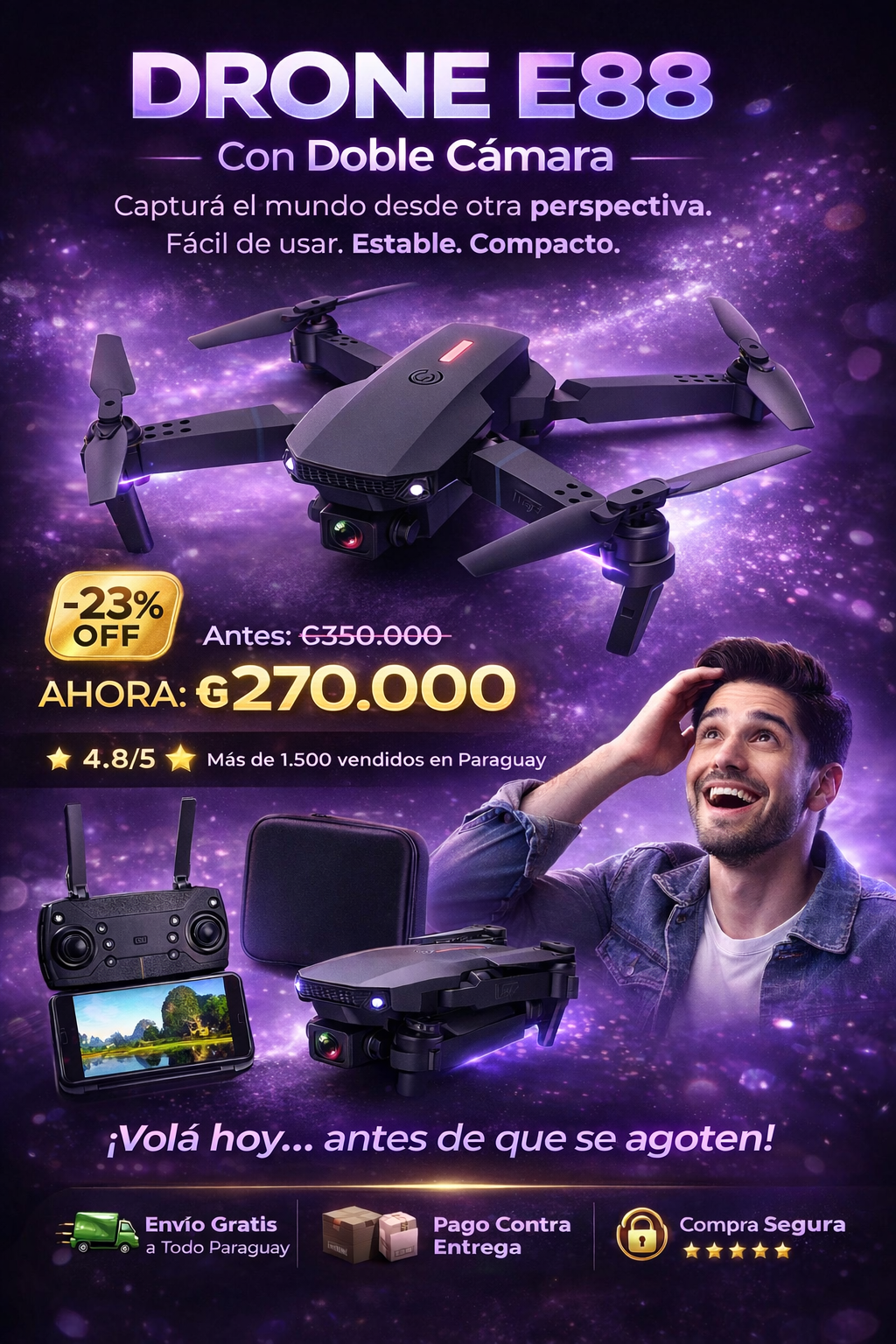 Drone E88 doble camara
